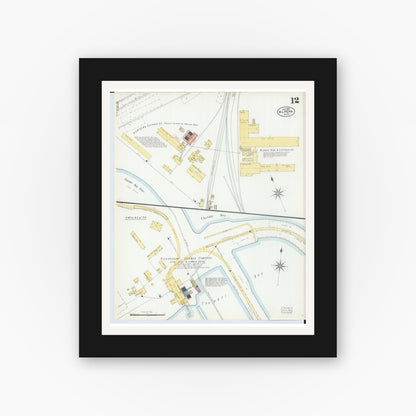 Old map wall art mockup — black gallery frame with white mat — Sanborn Fire Insurance Map from Alpena, Alpena County, Michigan (1901), Sheet #0012