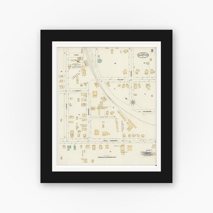 Old map wall art mockup — black gallery frame with white mat — Sanborn Fire Insurance Map from Deckertown, Sussex County, New Jersey (1897), Sheet #0003
