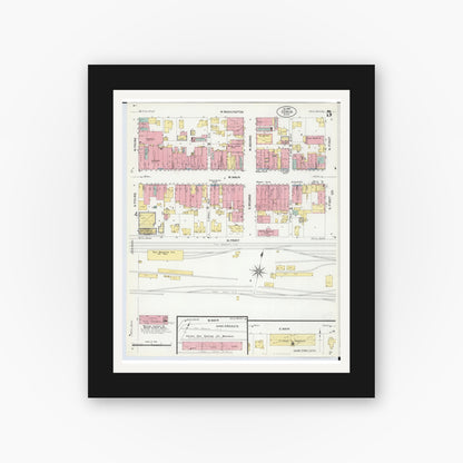 Old map wall art mockup — black gallery frame with white mat — Sanborn Fire Insurance Map from Ionia, Ionia County, Michigan (1907), Sheet #0005