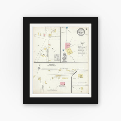 Old map wall art mockup — black gallery frame with white mat — Sanborn Fire Insurance Map from Chester, Morris County, New Jersey (1912) - Complete Map Set