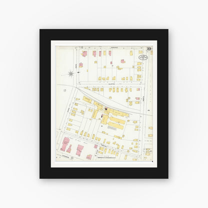 Old map wall art mockup — black gallery frame with white mat — Sanborn Fire Insurance Map from Geneva, Ontario County, New York (1903), Sheet #0019
