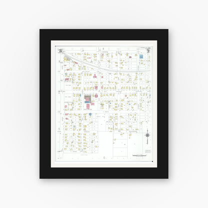 Old map wall art mockup — black gallery frame with white mat — Sanborn Fire Insurance Map from Loudonville, Ashland County, Ohio (1950), Sheet #0003