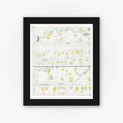 Old map wall art mockup — black gallery frame with white mat — Sanborn Fire Insurance Map from Charlevoix, Charlevoix County, Michigan (1901), Sheet #0006