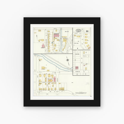 Old map wall art mockup — black gallery frame with white mat — Sanborn Fire Insurance Map from Irwin, Westmoreland County, Pennsylvania (1919), Sheet #0010