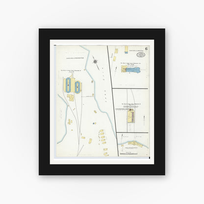 Old map wall art mockup — black gallery frame with white mat — Sanborn Fire Insurance Map from Lakeside, Ottawa County, Ohio (1910), Sheet #0006