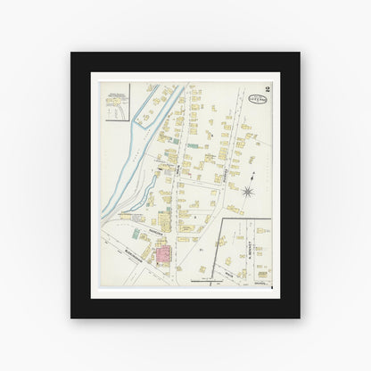 Old map wall art mockup — black gallery frame with white mat — Sanborn Fire Insurance Map from Luzerne, Luzerne County, Pennsylvania (1891), Sheet #0002