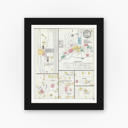 Old map wall art mockup — black gallery frame with white mat — Sanborn Fire Insurance Map from Leetonia, Columbiana County, Ohio (1898) - Complete Map Set