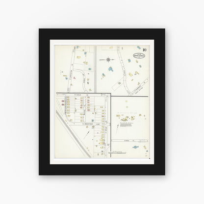 Old map wall art mockup — black gallery frame with white mat — Sanborn Fire Insurance Map from Wayne, Delaware County, Pennsylvania (1914), Sheet #0010