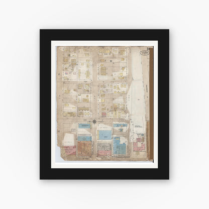 Old map wall art mockup — black gallery frame with white mat — Sanborn Fire Insurance Map from Calexico, Imperial County, California (1956), Sheet #0016