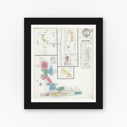 Old map wall art mockup — black gallery frame with white mat — Sanborn Fire Insurance Map from Chester, Randolph County, Illinois (1899) - Complete Map Set