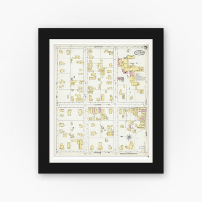 Old map wall art mockup — black gallery frame with white mat — Sanborn Fire Insurance Map from Lakewood, Ocean County, New Jersey (1895), Sheet #0005