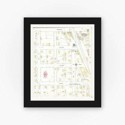 Old map wall art mockup — black gallery frame with white mat — Sanborn Fire Insurance Map from Sumner, Bremer County, Iowa (1913), Sheet #0002
