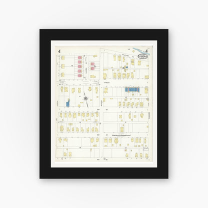 Old map wall art mockup — black gallery frame with white mat — Sanborn Fire Insurance Map from Florence, Burlington County, New Jersey (1926), Sheet #0004