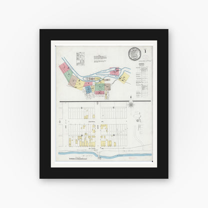 Old map wall art mockup — black gallery frame with white mat — Sanborn Fire Insurance Map from Cloquet, Carlton County, Minnesota (1897) - Complete Map Set