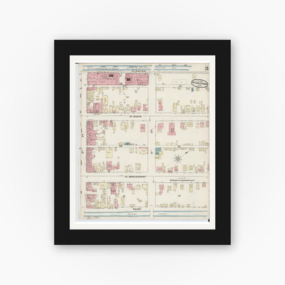 Old map wall art mockup — black gallery frame with white mat — Sanborn Fire Insurance Map from Middletown, Butler County, Ohio (1885), Sheet #0003