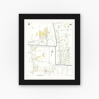 Old map wall art mockup — black gallery frame with white mat — Sanborn Fire Insurance Map from Palestine, Anderson County, Texas (1935), Sheet #0010