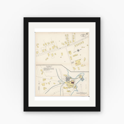 Old map wall art mockup — black gallery frame with white mat — Sanborn Fire Insurance Map from Hilo, Hawaii County, Hawaii (1914), Sheet #0017