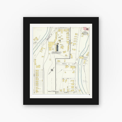 Old map wall art mockup — black gallery frame with white mat — Sanborn Fire Insurance Map from Luzerne, Luzerne County, Pennsylvania (1911), Sheet #0010