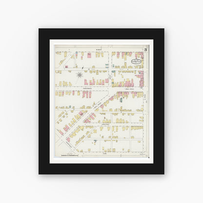 Old map wall art mockup — black gallery frame with white mat — Sanborn Fire Insurance Map from Newville, Cumberland County, Pennsylvania (1894), Sheet #0003