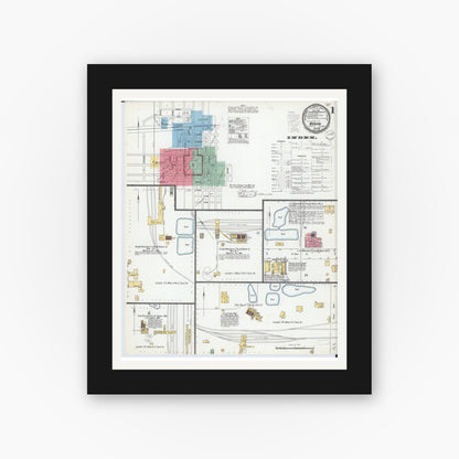 Old map wall art mockup — black gallery frame with white mat — Sanborn Fire Insurance Map from Marion, Williamson County, Illinois (1900), Sheet #0003
