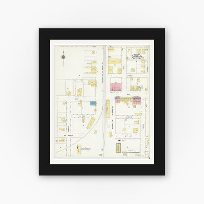 Old map wall art mockup — black gallery frame with white mat — Sanborn Fire Insurance Map from Fort Meade, Polk County, Florida (1911), Sheet #0002