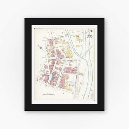 Old map wall art mockup — black gallery frame with white mat — Sanborn Fire Insurance Map from Galena, Jo Daviess County, Illinois (1912), Sheet #0004