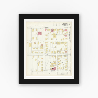 Old map wall art mockup — black gallery frame with white mat — Sanborn Fire Insurance Map from Somerset, Somerset County, Pennsylvania (1917), Sheet #0005