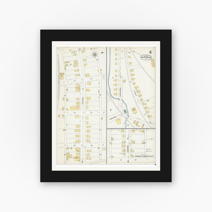Old map wall art mockup — black gallery frame with white mat — Sanborn Fire Insurance Map from Barnesboro, Cambria County, Pennsylvania (1903), Sheet #0004