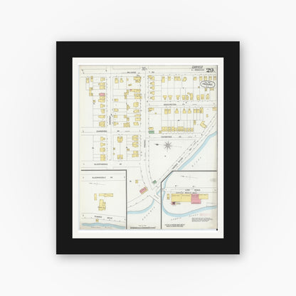 Old map wall art mockup — black gallery frame with white mat — Sanborn Fire Insurance Map from Passaic, Passaic County, New Jersey (1899), Sheet #0029