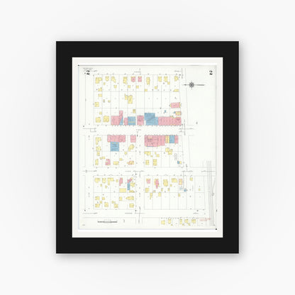 Old map wall art mockup — black gallery frame with white mat — Sanborn Fire Insurance Map from Davison, Genesee County, Michigan (1939), Sheet #0002