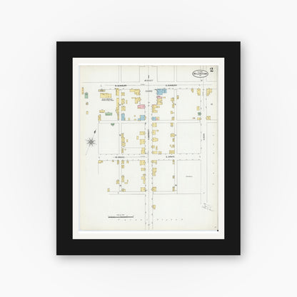 Old map wall art mockup — black gallery frame with white mat — Sanborn Fire Insurance Map from Millerstown, Perry County, Pennsylvania (1899), Sheet #0002