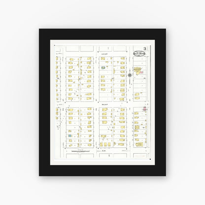 Old map wall art mockup — black gallery frame with white mat — Sanborn Fire Insurance Map from Valley Junction, Polk County, Iowa (1920), Sheet #0003