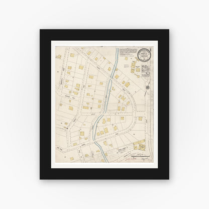 Old map wall art mockup — black gallery frame with white mat — Sanborn Fire Insurance Map from Fairfax, Marin County, California (1919) - Complete Map Set