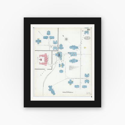 Old map wall art mockup — black gallery frame with white mat — Sanborn Fire Insurance Map from Gallipolis, Gallia County, Ohio (1900), Sheet #0013