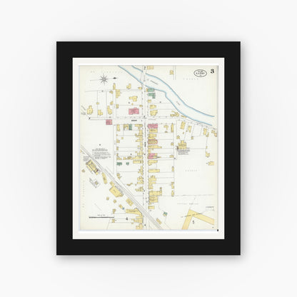 Old map wall art mockup — black gallery frame with white mat — Sanborn Fire Insurance Map from Luray, Page County, Virginia (1902), Sheet #0003