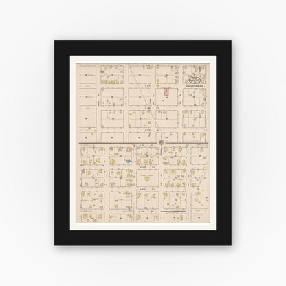 Old map wall art mockup — black gallery frame with white mat — Sanborn Fire Insurance Map from Luling, Caldwell County, Texas (1921), Sheet #0008