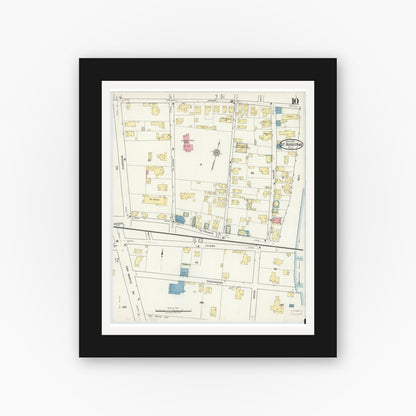 Old map wall art mockup — black gallery frame with white mat — Sanborn Fire Insurance Map from Saint Augustine, Saint John's County, Florida (1917), Sheet #0010