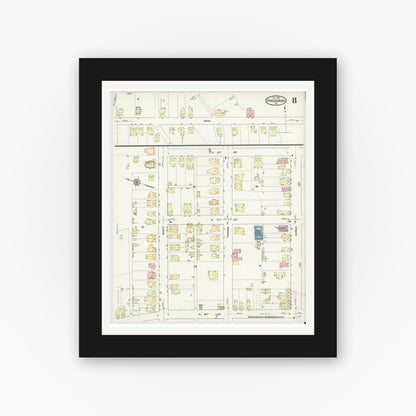 Old map wall art mockup — black gallery frame with white mat — Sanborn Fire Insurance Map from Stroudsburg, Monroe County, Pennsylvania (1912), Sheet #0008