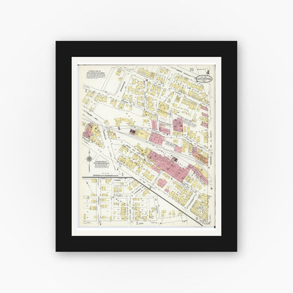 Old map wall art mockup — black gallery frame with white mat — Sanborn Fire Insurance Map from East Liverpool, Columbiana County, Ohio (1913), Sheet #0004
