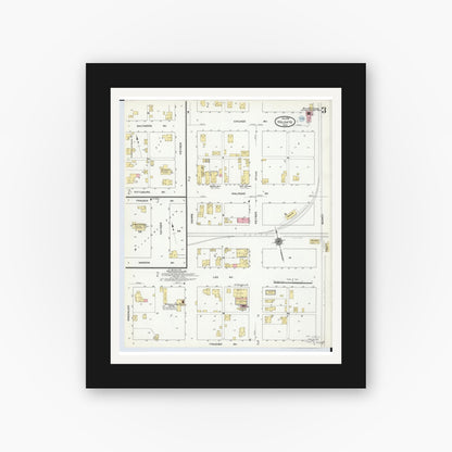 Old map wall art mockup — black gallery frame with white mat — Sanborn Fire Insurance Map from Holgate, Henry County, Ohio (1910), Sheet #0003