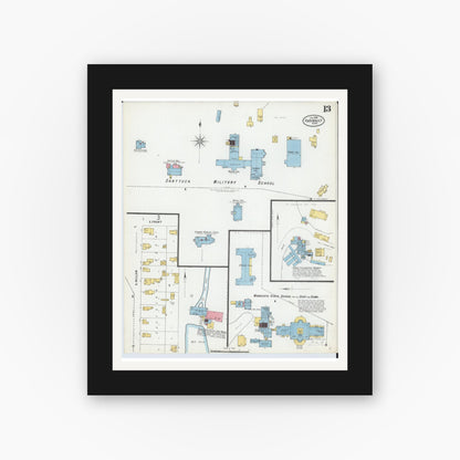 Old map wall art mockup — black gallery frame with white mat — Sanborn Fire Insurance Map from Faribault, Rice County, Minnesota (1899), Sheet #0013