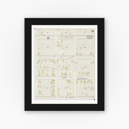 Old map wall art mockup — black gallery frame with white mat — Sanborn Fire Insurance Map from Ashland, Ashland County, Wisconsin (1895), Sheet #0010