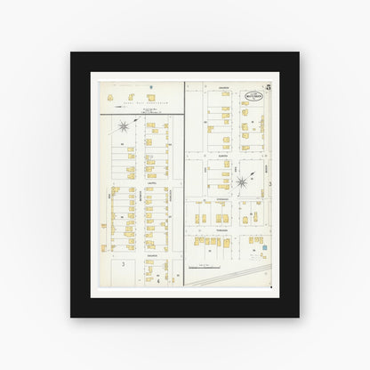 Old map wall art mockup — black gallery frame with white mat — Sanborn Fire Insurance Map from White Haven, Luzerne County, Pennsylvania (1903), Sheet #0005