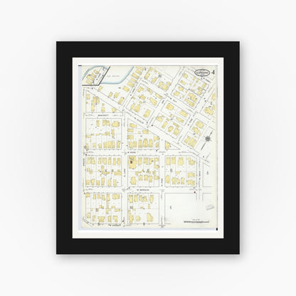 Old map wall art mockup — black gallery frame with white mat — Sanborn Fire Insurance Map from Ishpeming, Marquette County, Michigan (1917), Sheet #0004
