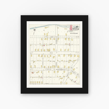 Old map wall art mockup — black gallery frame with white mat — Sanborn Fire Insurance Map from New Bethlehem, Clarion County, Pennsylvania (1921), Sheet #0010