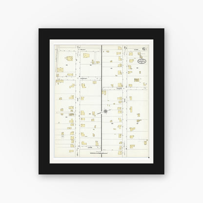 Old map wall art mockup — black gallery frame with white mat — Sanborn Fire Insurance Map from Tidioute, Warren County, Pennsylvania (1912), Sheet #0006