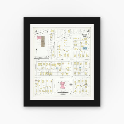 Old map wall art mockup — black gallery frame with white mat — Sanborn Fire Insurance Map from Wayne, Wayne County, Michigan (1926), Sheet #0004