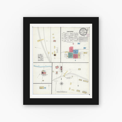 Old map wall art mockup — black gallery frame with white mat — Sanborn Fire Insurance Map from Ely, Saint Louis County, Minnesota (1906) - Complete Map Set