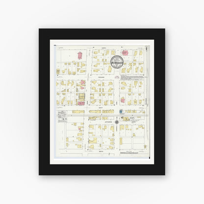 Old map wall art mockup — black gallery frame with white mat — Sanborn Fire Insurance Map from West Manchester, Preble County, Ohio (1911), Sheet #0001
