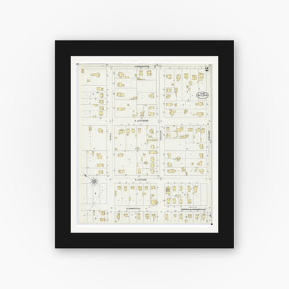 Old map wall art mockup — black gallery frame with white mat — Sanborn Fire Insurance Map from Batavia, Kane County, Illinois (1897), Sheet #0002